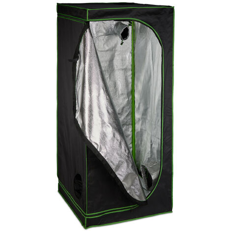   Growbox, HxBxT: 180x80x80 cm, Pflanzen Anbau, Reflexionsfolie innen, verdunkeltes Zuchtzelt, schwarz/grün