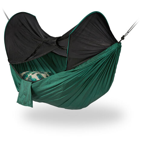 Net Hammock, Garden Hammock for 1 Person, Camping; Light-Weight, for in- &  Outdoor Use, for Storage, Green