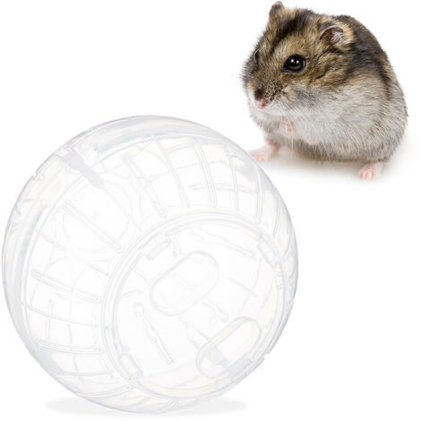 Relaxdays Hamsterball, Laufkugel für Hamster & Mäuse, Bewegung, Nagerspielzeug zum Laufen, Kunststoff, 14cm, transparent