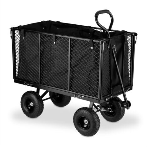 VEVOR Beach Carts for Sand, 14\ x 14.7\ Cargo Deck, w/ 13\ TPU Balloon  Wheels, 165LBS Loading Capacity Folding Sand Cart & 29.5\ to 49.2\  Adjustable Height, Heavy Duty Cart for Picnic, Fishing, B