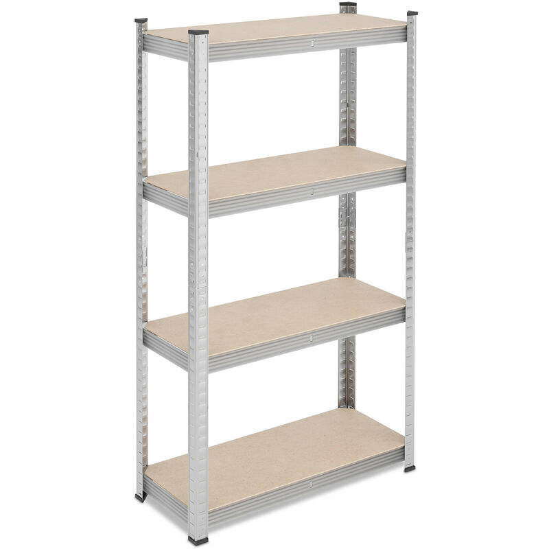 Relaxdays Heavy Duty Shelving Unit, 4 Shelves, 138 x 70 x 30 cm, Max. 200 kg, Garage Storage, Galvanised Steel, Silver