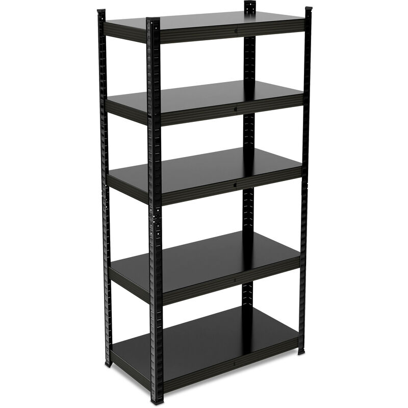Relaxdays - Heavy Duty Shelving Unit, 5 Shelves, 150 x 75 x 30 cm, Max. 875 kg, Garage & Warehouse Storage, Plug-In, Black
