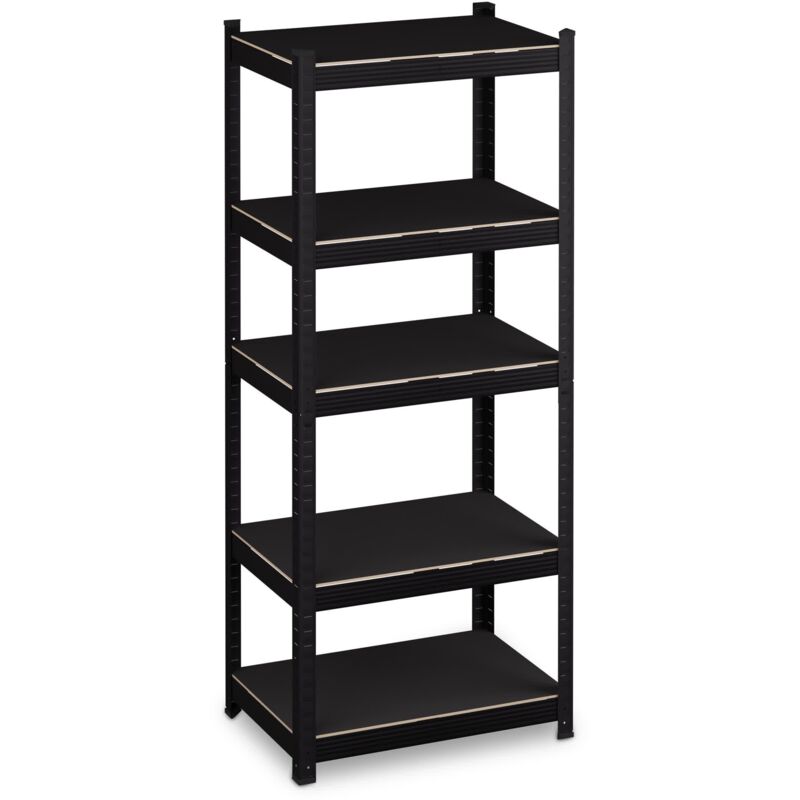 Relaxdays Heavy-duty Shelving Unit, Hwd 150 X 60 X 40 Cm, 1250kg, 5 Shelves, Steel, Storage For Garage, Click-fit, Black