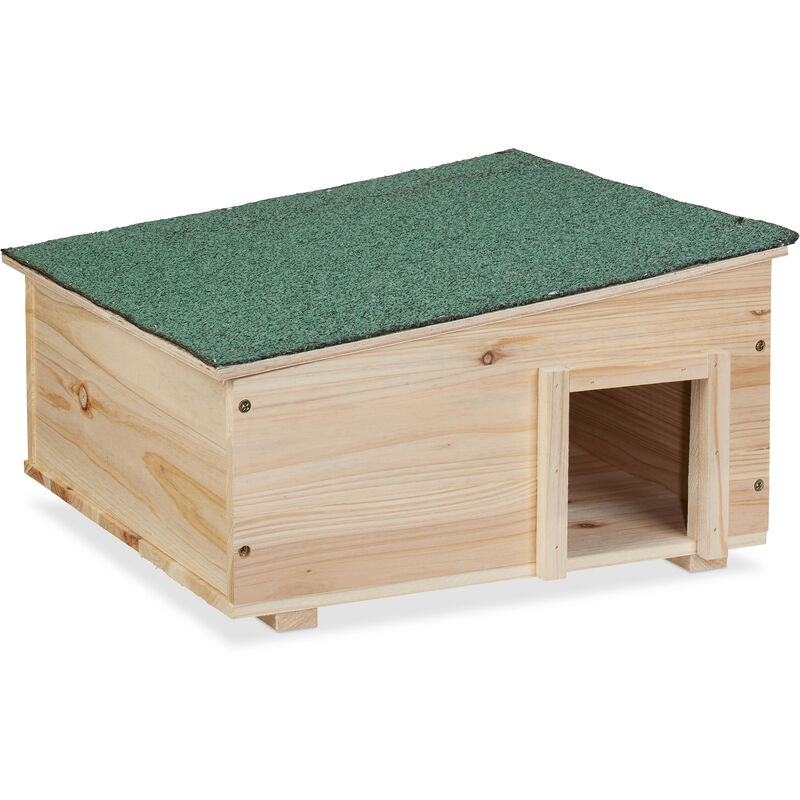 Relaxdays - Hedgehog House, Wooden, Pet Hotel With Base, 2 Chambers, Winter Shelter, Hxwxd, 21.5x40x40 Cm, Brown