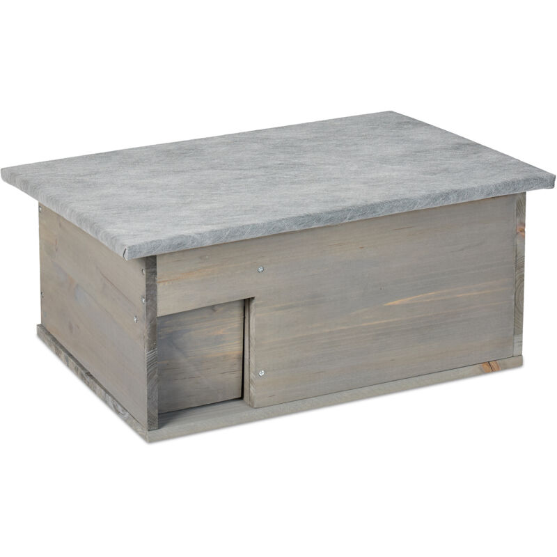 Relaxdays - Hedgehog Shelter Winter-proof, Building Kit, Cat-proof, Flap & Labyrinth Entry, Hwd 21x46x34 Cm, Wood