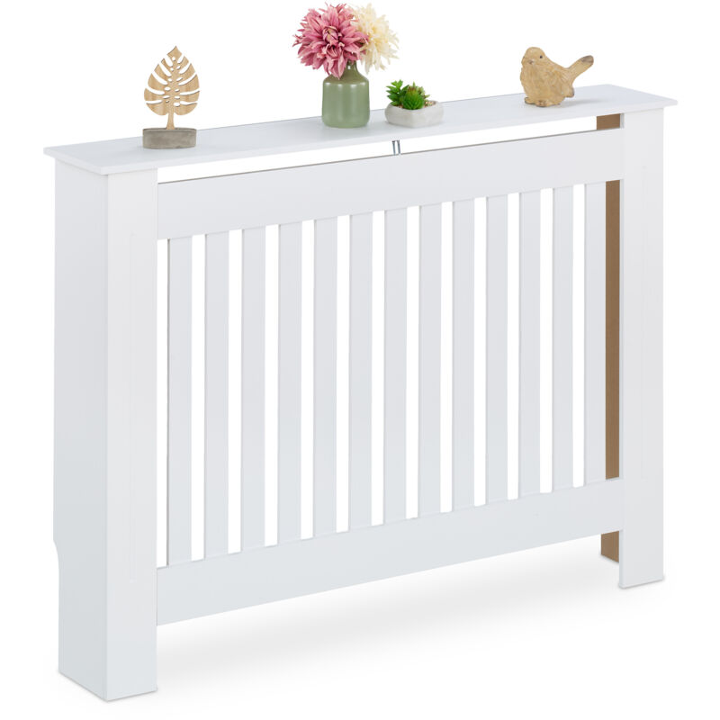 Relaxdays - Heizkörperverkleidung Landhausstil, Hbt 83x112x19 Cm, Für Alte Heizkörper, Heizungsabdeckung Regal, Mdf, Weiß