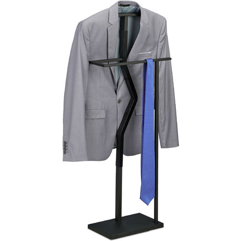 Relaxdays Herrendiener, Jackett & Hose, HBT: 107 x 48 x 20 cm, Metall & Holzoptik, Stiller Diener Schlafzimmer, schwarz