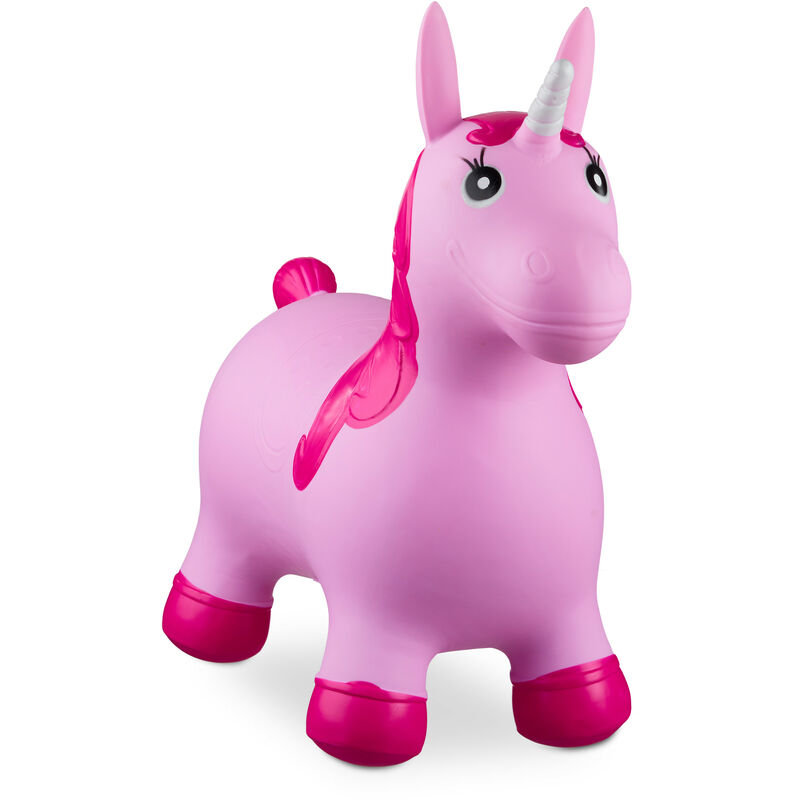 Relaxdays Hopping Unicorn, Air Pump Included, Up to 50 kg, BPA-Free, Space Hopper, Pink