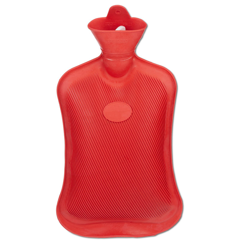 Hot Water Bottle Without Cover, Durable, Secure Warming Bag, 2 l Capacity, Odourless Natural Rubber, Red - Relaxdays