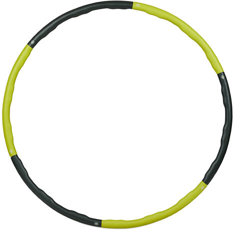 Relaxdays Hula Hoop, Fitness Ring, Sport & Exercise, Ab Trainer, Ø 98 cm, Weight Loss, Weighted, 1.2 kg, Yellow/Grey