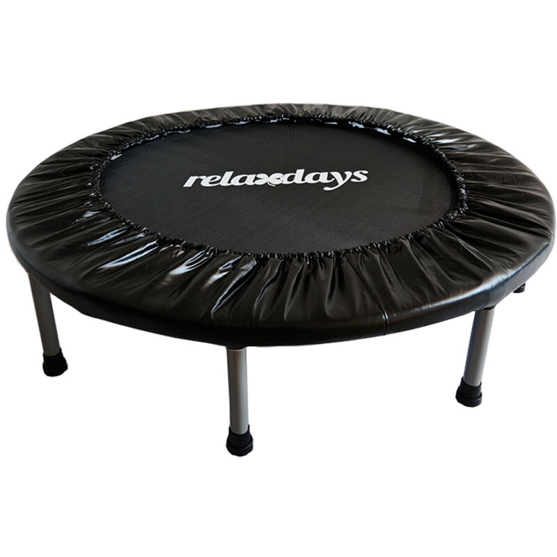 Relaxdays Indoor Trampoline, Ø 95 Cm, Foldable Mini Trampoline, Up To 100 Kg, Sports & Gymnastics, Black