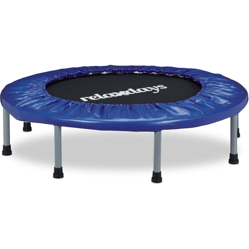 Relaxdays Indoor Trampoline, Ø 95 Cm, Foldable Mini Trampoline, Max. 100 Kg, Sports & Gymnastics, Blue