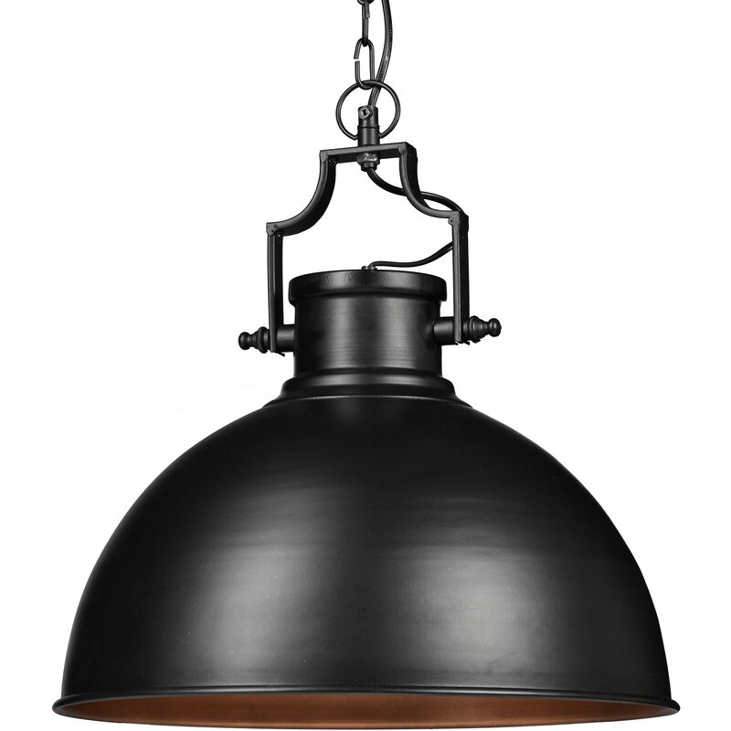 Relaxdays - Industrial Design Pendant Light in Shabby Look, Decor for Dining Room, LED, Hanging Lamp, D=40.5 cm, Black