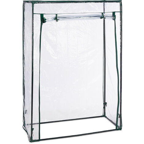 Relaxdays Invernadero Tomates, Cubierta PVC, Medidas: 150x100x50 cm, Vivero Techo Inclinado, Puerta y 2 Ventanas, Verde