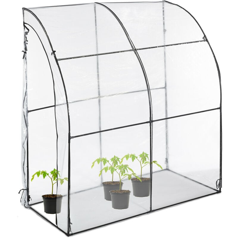 Serre de jardin pour tomates, bâche pvc, facilement accessible, HxLxP : 215 x 200 x 100 cm, transparent/noir - Relaxdays