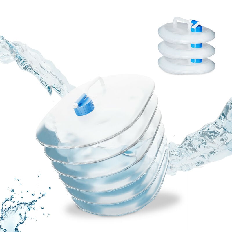 Relaxdays - Jerrycan pliable ovale lot de 4 pour camping, festival, jerricane, goût neutre, bidon à eau 15 l sans bpa