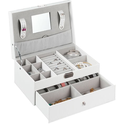 Joyero Organizador Transparente de Metacrilato, 4 Cajones, Caja Almacenaje,  Diseño Original/Elegante 23,8x10,8x15,3 cm