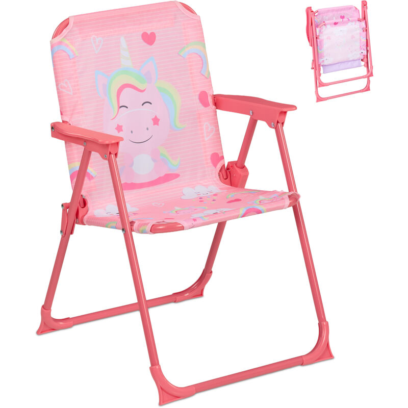 Relaxdays Kinder Klappstuhl, Campingstuhl Mit Einhorn-motiv, Hbt 51, 5x36x37, 5 Cm, Picknickstuhl Outdoor, Faltstuhl, Bunt
