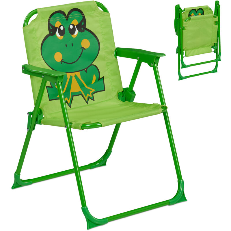 Relaxdays Kinder Klappstuhl, Campingstuhl Mit Frosch-motiv, Hbt, 51, 5x36x37, 5 Cm, Picknickstuhl Outdoor, Faltstuhl, Bunt