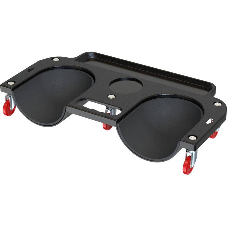 Relaxdays knee roller board, up to 150 kg, joint-friendly, rolling knee pads, tool tray, WxD: 50 x 25.5 cm, black
