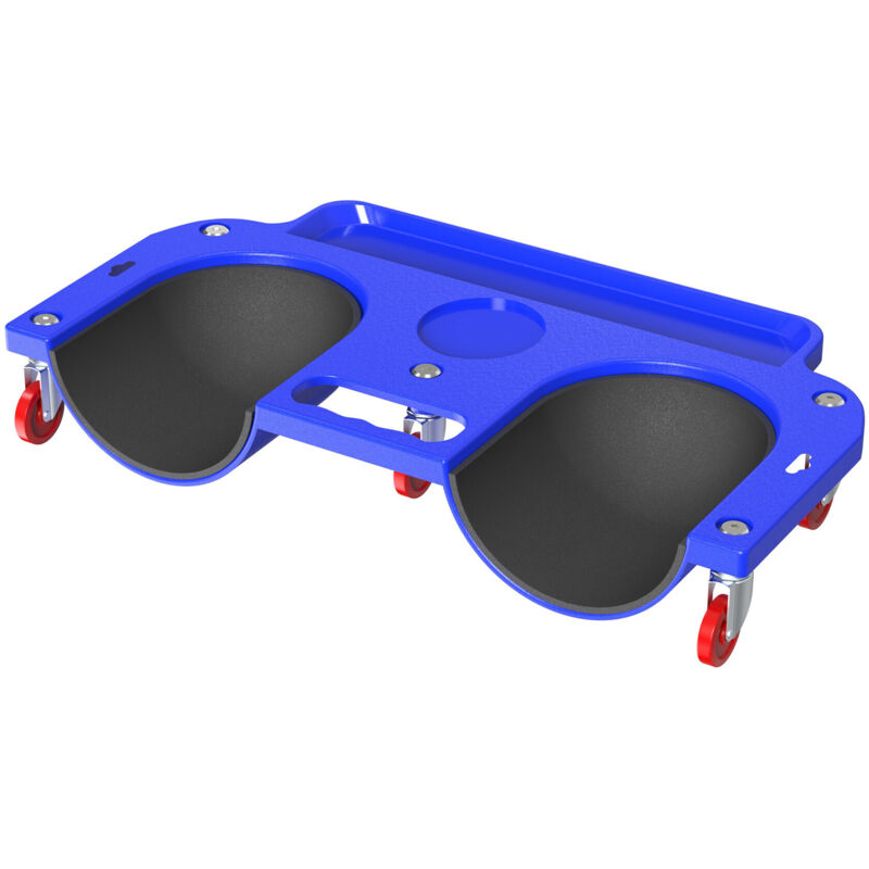 Relaxdays Knierollbrett, Bis 150 Kg, Gelenkschonender Knieschoner Auf Rollen, Werkzeugablage, Bxt, 50 X 25, 5 Cm, Blau