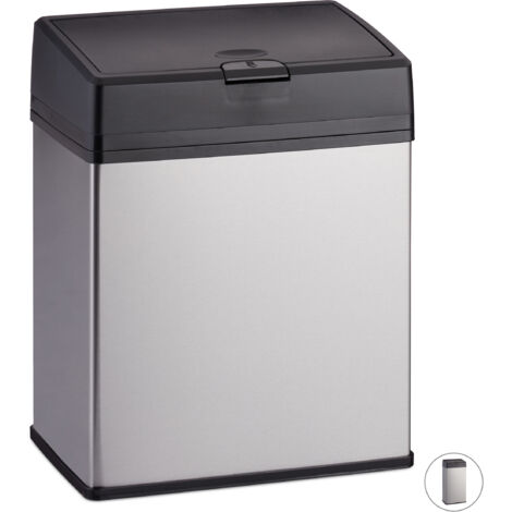 Relaxdays Kosmetikeimer Edelstahl, Mülleimer für Küche & Bad, leichtgängige Push-Funktion, Badmülleimer, 3 Liter, silber