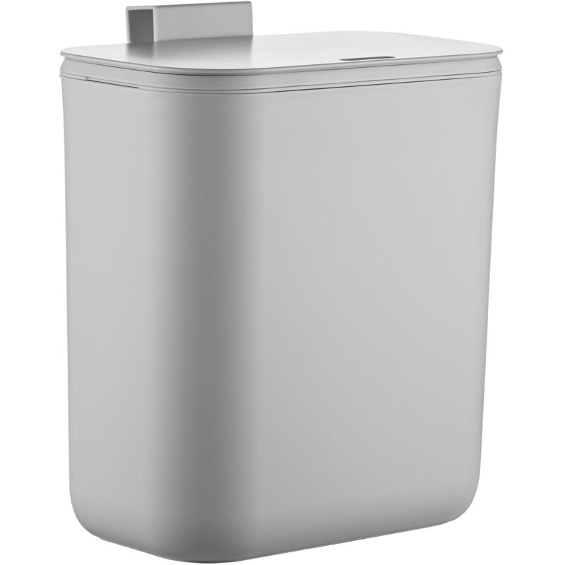 Relaxdays Küchenmülleimer, 9 L, Hängender Komposteimer, Für Biomüll & Restmüll, Türmüllbehälter, Kunststoff, Grau