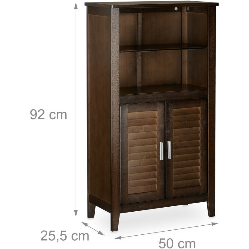 Relaxdays Lamell Dark Brown Bathroom Cabinet Bamboo Floor Cupboard Telephone Cabinet Kitchen Storage Unit Hxwxd 92 X 50 X 25 5 Cm 8100209228949