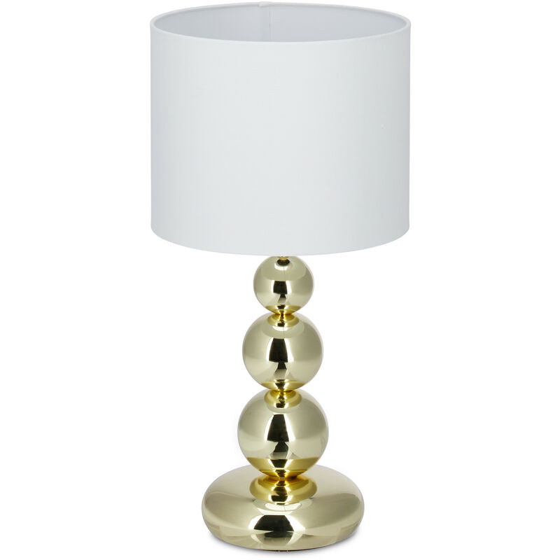 Image of Lampada da Tavolo Dorata, Rotonda, dal Design Originale, E27, Camera da Letto & Soggiorno,HxD 50x25,bianco/oro - Relaxdays