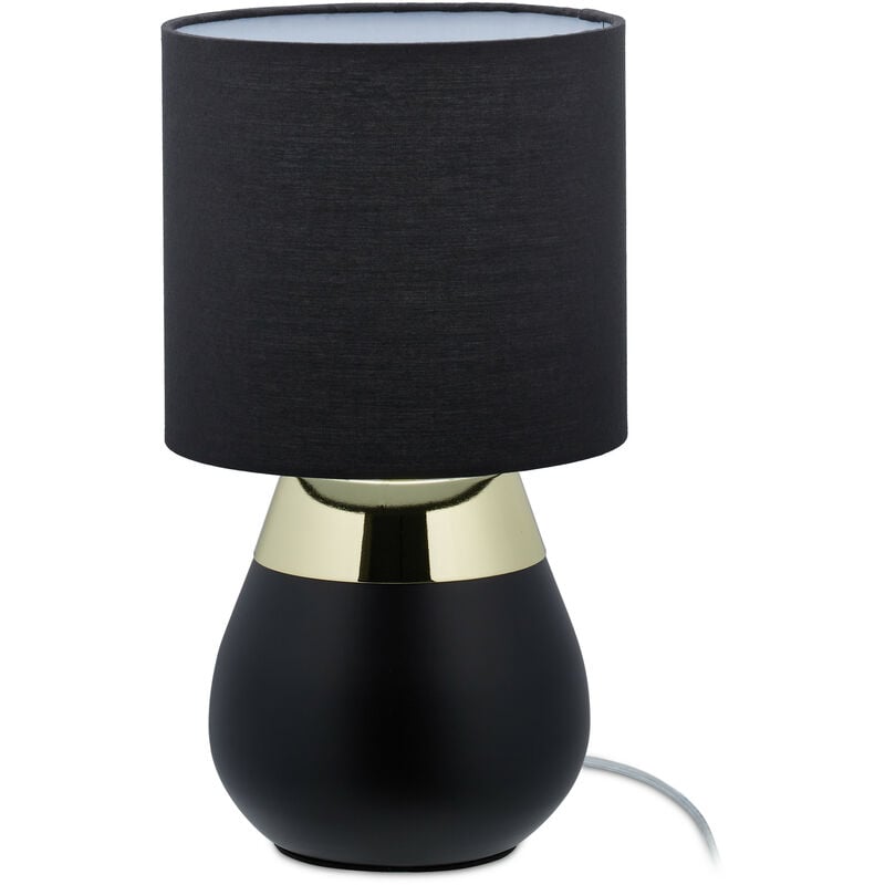 Bedside lamp Touch, E14 socket, indirect light, oval lamp with lampshade. HxD: 32 x 18 cm, black - Relaxdays