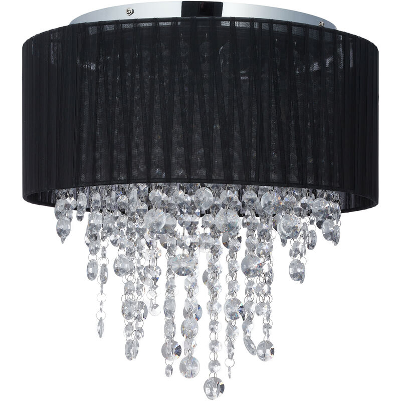 Relaxdays Ceiling Light, Dimensions, Approx. H X D 39 X 40 Cm, Bedroom & Living Room, Organza, Black