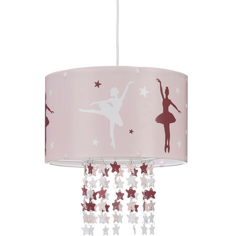   Lampe à suspension fille danseuses étoiles ballerines plafond motifs étoiles mobile chambre enfant, rose