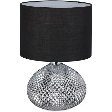   Lampe de chevet, Lampe table, Pied arrondi coquillage, Eclairage, Luminaire, Ampoules E27, hauteur 50 cm, noir