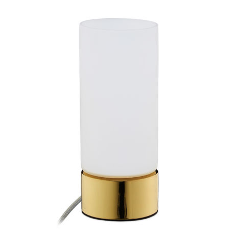 Relaxdays lampe de chevet tactile, avec câble E14, design moderne, verre opale, lampadaire de table HxD 19,5 x 8 cm