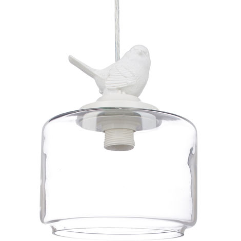   Lampe de plafond luminaire lampe à suspension abat-jour verre oiseau design retro déco vintage, transparent