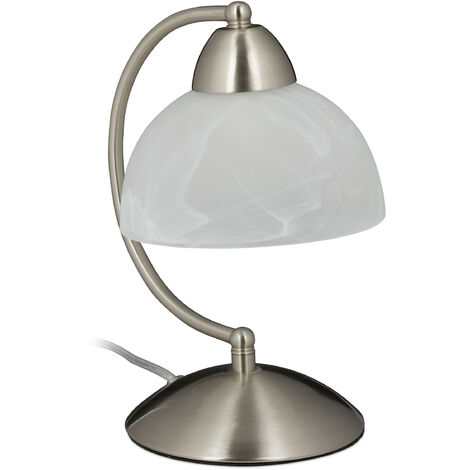   Lampe de table vintage, tactile, verre et fer, réglable,décoration,E14, 230 VHlP 25x15x19cm,argenté