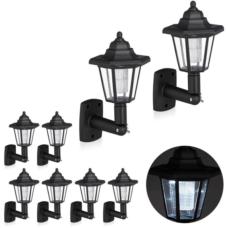 Lampe murale solaire led, lot de 8, Applique solaire vintage, jardin, Lanterne solaire, étanche, noir