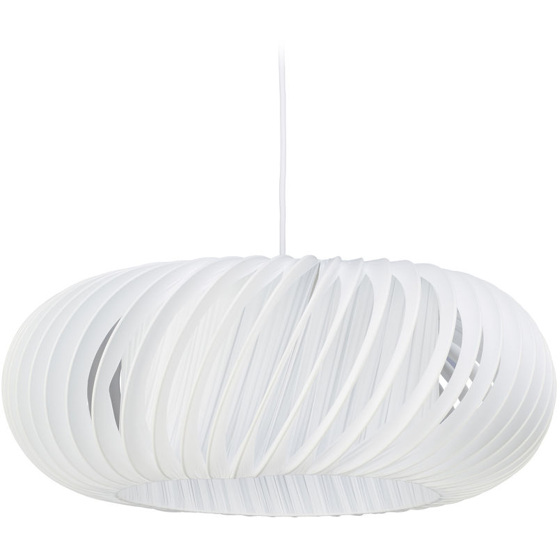 Relaxdays Lampe à suspendre, effet grillage, abat-jour rond, douille E27, 60 W, plastique, acier,lampe suspension,blanc