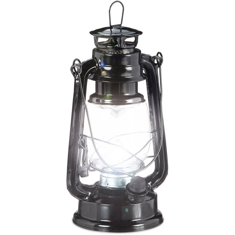 2x lampe-tempête led, lanterne retro comme décoration de fenêtre ou de jardin, à piles, noir