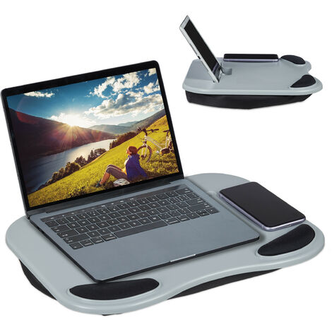   Laptopkissen, ergonomisches Knietablett für Laptop, Bett & Couch, für 11 Zoll Tablet, 6 x 44 x 32 cm, grau