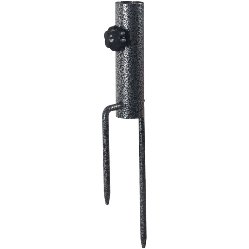 Relaxdays Lawn Spike For Parasol, 25-32 Mm, Beach & Fishing Umbrella, Base For Lawn & Sand, Steel, Grey