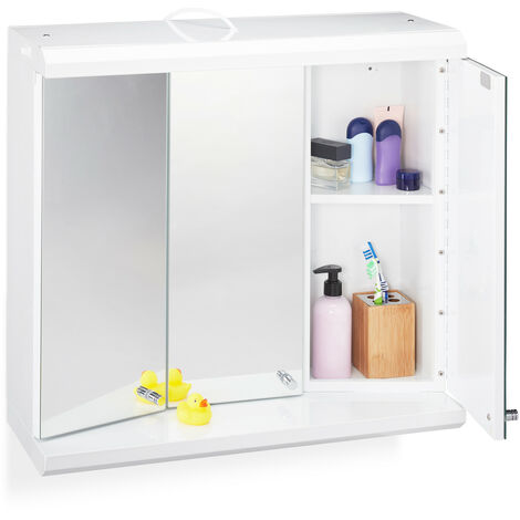 Relaxdays Led Mirror Cabinet 3 Doors 6 Compartments Plug Socket