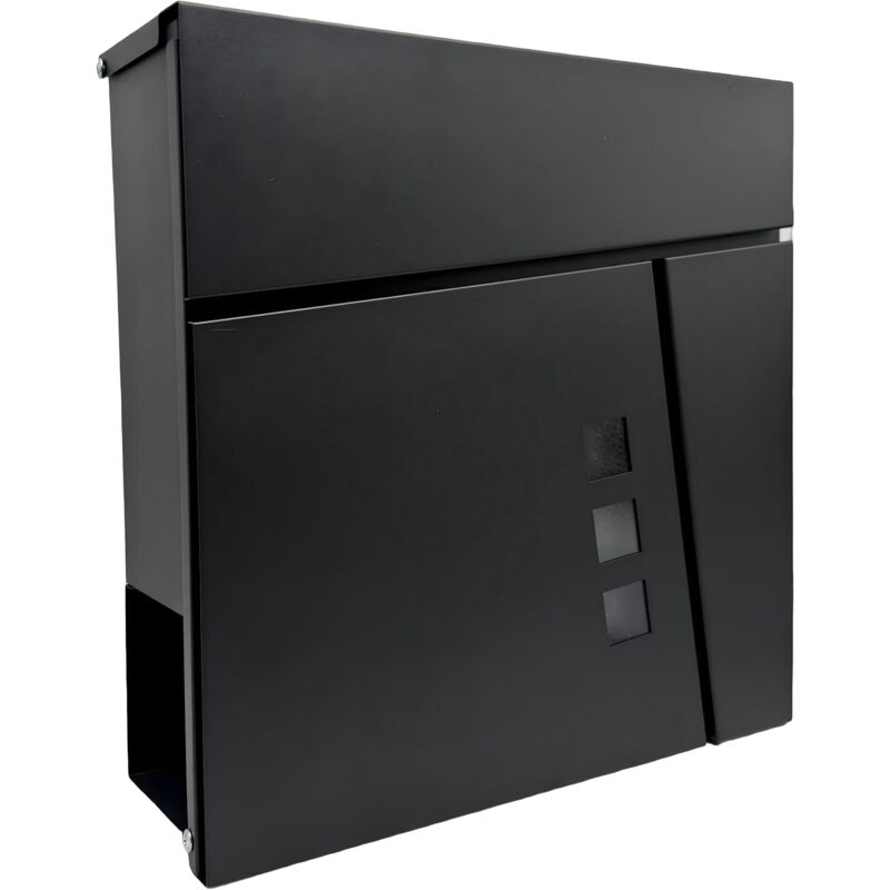 Relaxdays Letterbox With Newspaper Compartment, Hwd, 37.5 X 37 X 10.5 Cm, Din C4, Weatherproof, 4 Keys, Letterbox, Black