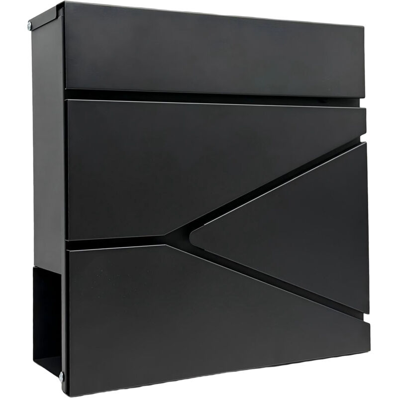 Relaxdays Letterbox With Newspaper Compartment, Hxwxd, 37 X 37 X 11 Cm, Din C4, Weatherproof, 4 Keys, Black
