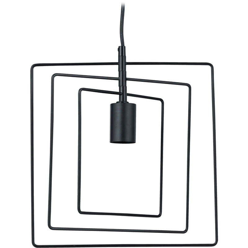 Relaxdays Lampe suspension rectangulaire, plafonnier moderne, E27, HxLxP : 131x30x25 cm, salon, lustre en métal, noir