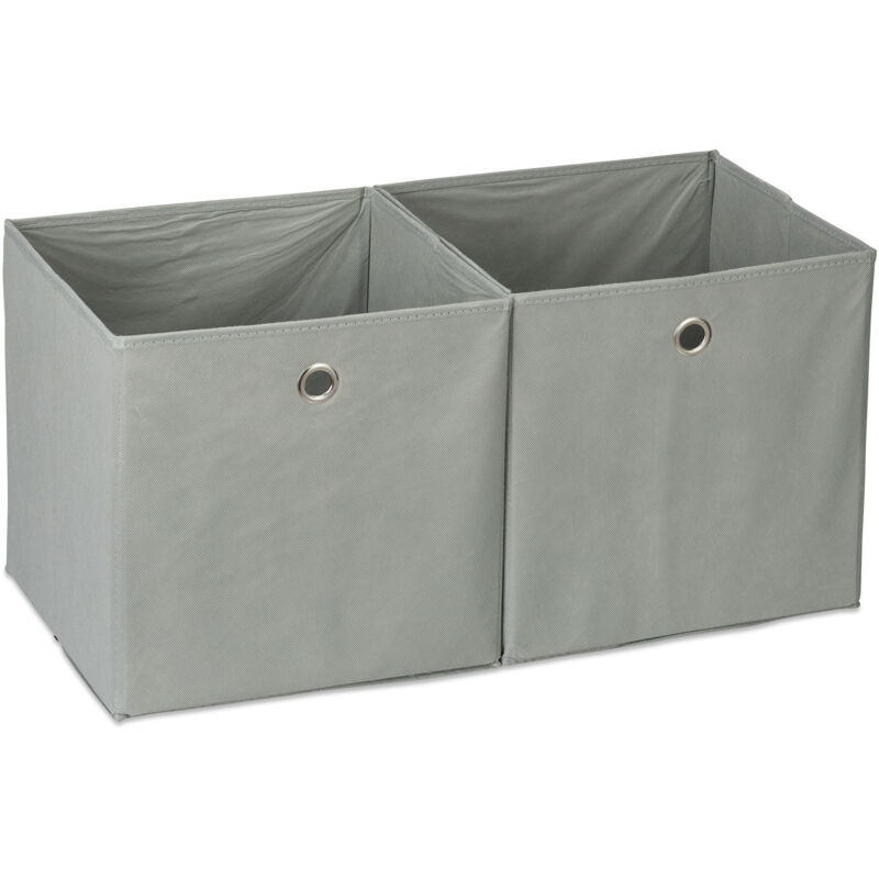 4x boîtes de rangement, carrées en tissu, Cubique, 30x30x30 cm, gris