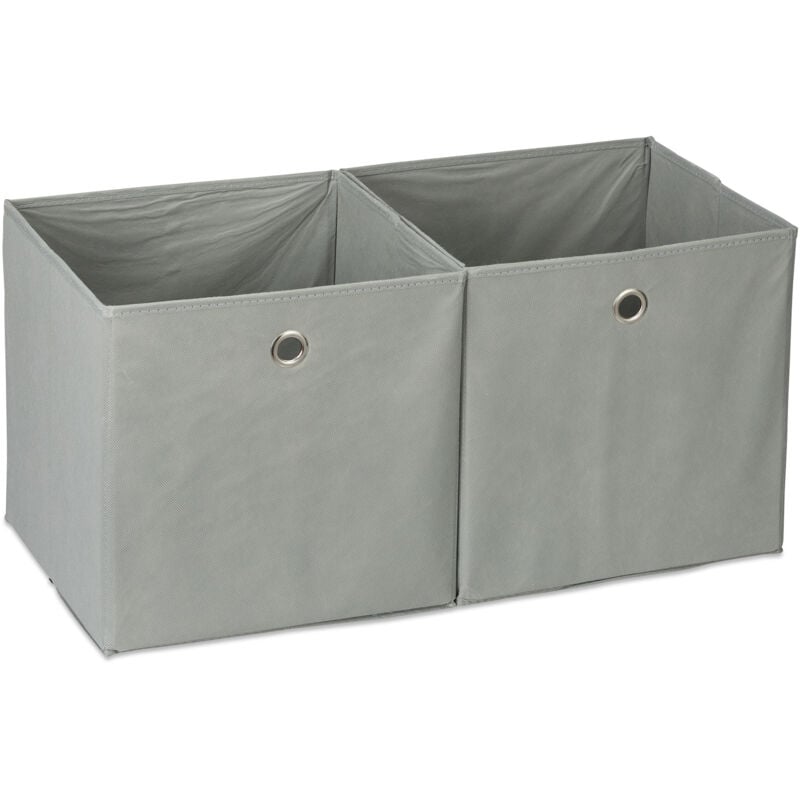 Relaxdays - 6x boîtes de rangement, carrées en tissu, Cubique, 30x30x30 cm, gris