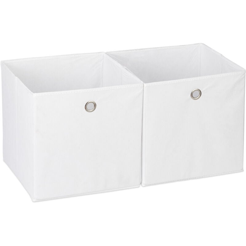 4x Boîtes de rangement, carrées en tissu, Cubique, 30x30x30 cm, blanc