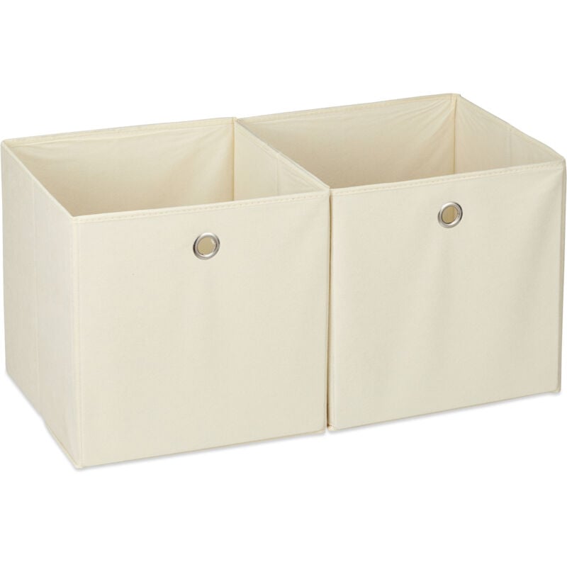 Relaxdays - 4x boîtes de rangement, carrées en tissu, Cubique, 30x30x30 cm, beige