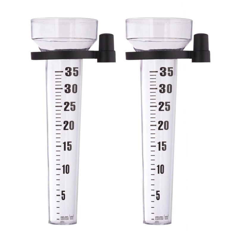 Lot de 4 pluviomètres, à fixation, Compteur pour le jardin, gros affichage, 35 mm/m², plastique, transparent